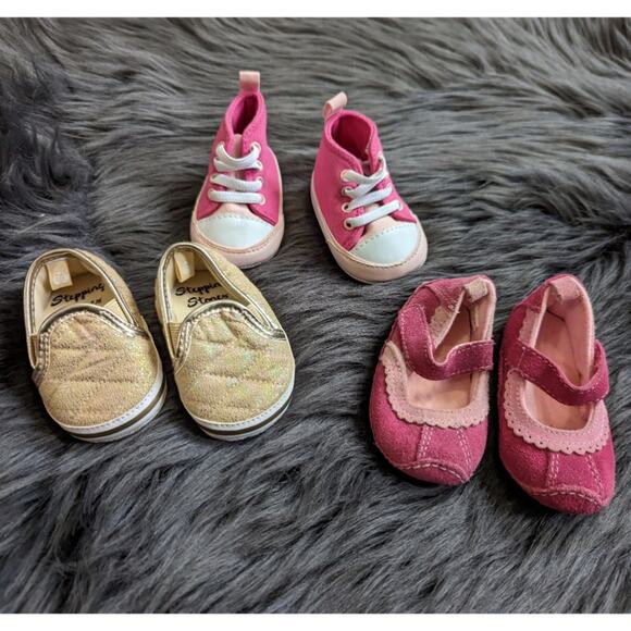 Infant Baby Girls 3 piece shoe bundle sz 1 & 2 - Picture 1 of 5